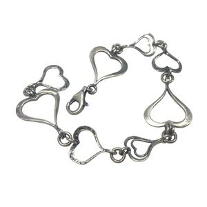 Heart Outline‎ Vintage Sterling Silver Bracelet*9.9g*925*Starter Charm Bracelet